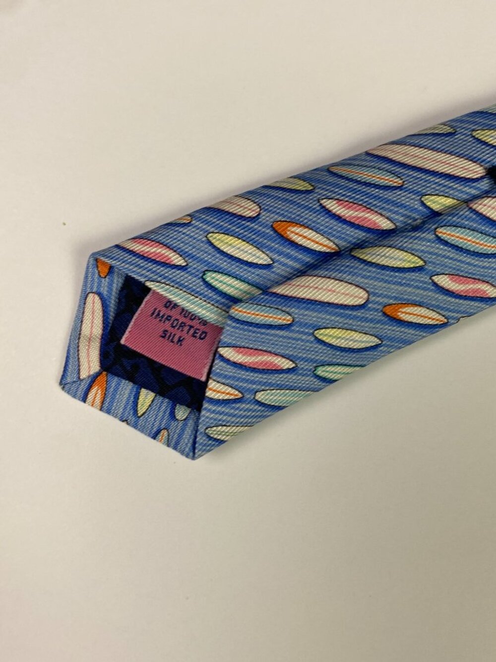 Vineyard Vines Tie LONG Surfboards Light Blue Geometric Silk Surf boards XL - Picture 4 of 7
